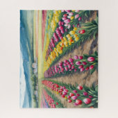 美しいカラフルチューリップフィールド ジグソーパズル (縦)