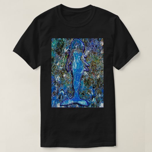 美しいカラフルデザインファンタジー人魚の幻想 Tシャツ (デザイン正面)