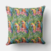 美しいカラフルパロットと熱帯の花 アウトドアクッション (裏面)