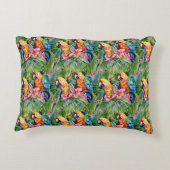美しいカラフルパロットと熱帯の花 アクセントクッション (裏面)