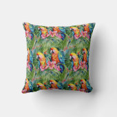美しいカラフルパロットと熱帯の花 クッション (裏面)
