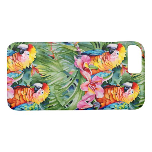 美しいカラフルパロットと熱帯の花 Case-Mate iPhoneケース (裏面(横))