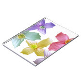 美しいカラフルピンク、青、紫、黄色の花 ノートブック (左側)