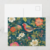美しいカラフルフィンチの鳥の植物 ポストカード (正面/裏面)