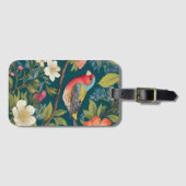 美しいカラフルフィンチの鳥の植物 ラゲッジタグ (正面横)