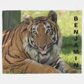 美しいカラフルフォトタイガー フリースブランケット (正面(横))