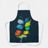 美しいカラフルフローラゆるい水色の花 エプロン (正面)