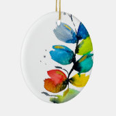 美しいカラフルフローラゆるい水色の花 セラミックオーナメント (右)