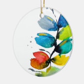 美しいカラフルフローラゆるい水色の花 セラミックオーナメント (左)