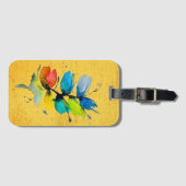 美しいカラフルフローラゆるい水色の花 ラゲッジタグ (正面横)