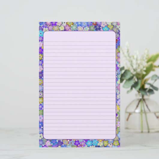 美しいカラフルフローラ並び文房具 便箋 (スタンド正面)