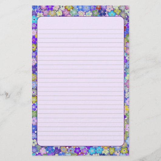 美しいカラフルフローラ並び文房具 便箋 (正面)
