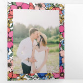 美しいカラフルフローラ夏春の結婚式 三つ折り招待状 (内部最初)