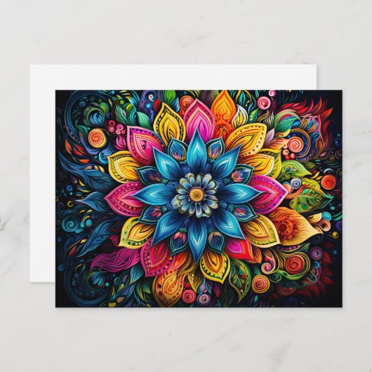 美しいカラフルマンダラアート幾何学模様 ポストカード (正面/裏面)