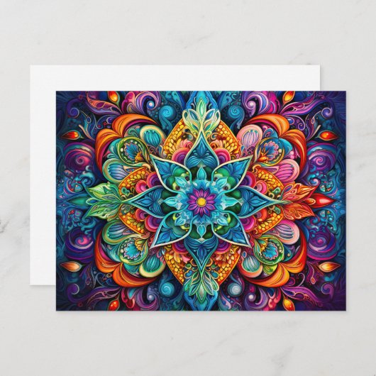 美しいカラフルマンダラアート幾何学模様 ポストカード (正面/裏面)
