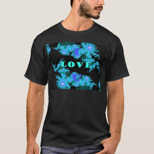 美しいカラフルラブユニバースベクトルデザインアート Tシャツ