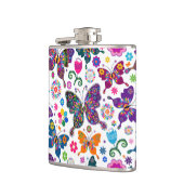 美しいカラフルレトロ蝶*花 フラスク (左)