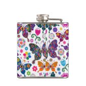 美しいカラフルレトロ蝶*花 フラスク (裏面)
