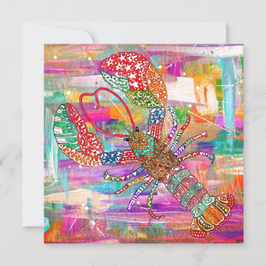 美しいカラフルロブスターグリーティングカード (正面)