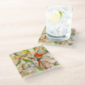 美しいカラフルヴィンテージ熱帯鳥のオウム ガラスコースター (アングル)