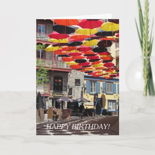 美しいカラフル傘とメッセーユニークジ カード (正面)