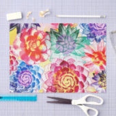 美しいカラフル多肉植物パターン 薄葉紙 (クラフト)