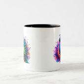 美しいカラフル孔雀の芸術 ツートーンマグカップ (中央)