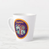 美しいカラフル怖いハロウィーンのパターン カフェラテマグ (左アングル)