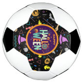 美しいカラフル怖いハロウィーンのパターン サッカーボール (回転)