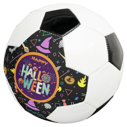 美しいカラフル怖いハロウィーンのパターン サッカーボール (3/4)