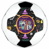 美しいカラフル怖いハロウィーンのパターン サッカーボール (正面)