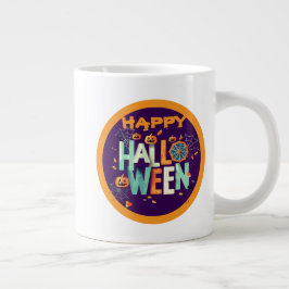 美しいカラフル怖いハロウィーンのパターン ジャンボコーヒーマグカップ