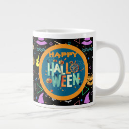 美しいカラフル怖いハロウィーンのパターン ジャンボコーヒーマグカップ