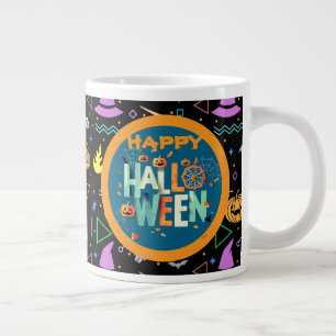 美しいカラフル怖いハロウィーンのパターン ジャンボコーヒーマグカップ