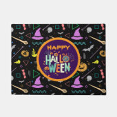 美しいカラフル怖いハロウィーンのパターン ドアマット (正面)