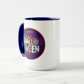 美しいカラフル怖いハロウィーンのパターン マグカップ (正面左)