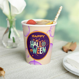 美しいカラフル怖いハロウィーンのパターン 紙コップ
