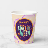 美しいカラフル怖いハロウィーンのパターン 紙コップ (裏面)