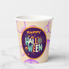 美しいカラフル怖いハロウィーンのパターン 紙コップ