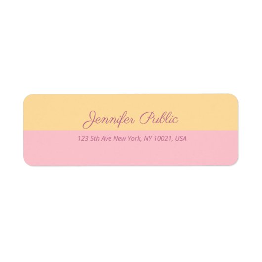 美しいカラフル手書きスクリプト名差出人住所 ラベル (正面)