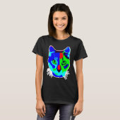 美しいカラフル抽象芸術キャット顔 Tシャツ (正面フル)
