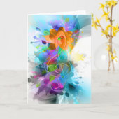 美しいカラフル水の色の(ばちゃばちゃ)跳ねる音楽ノート カード (黄色い花)