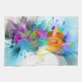 美しいカラフル水の色の（ばちゃばちゃ）跳ねる音楽ノート キッチンタオル (横)