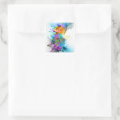 美しいカラフル水の色の（ばちゃばちゃ）跳ねる音楽ノート スクエアシール (バッグ)