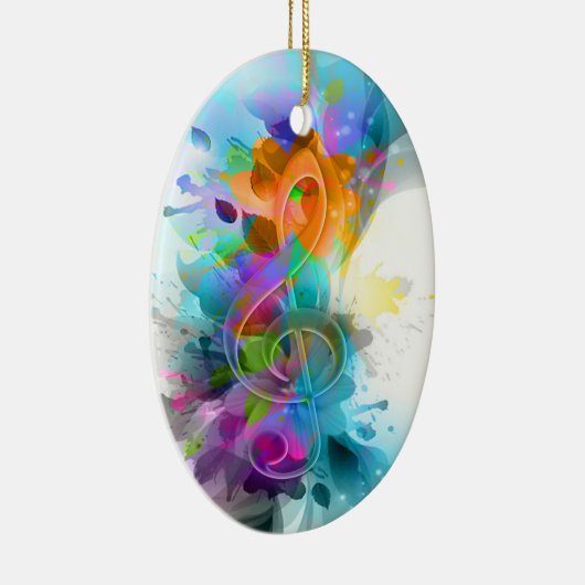 美しいカラフル水の色の（ばちゃばちゃ）跳ねる音楽ノート セラミックオーナメント (右)