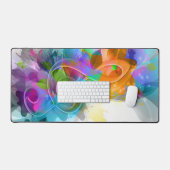 美しいカラフル水の色の（ばちゃばちゃ）跳ねる音楽ノート デスクマット (キーボード&マウス)