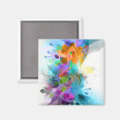 美しいカラフル水の色の（ばちゃばちゃ）跳ねる音楽ノート マグネット (正面/裏面)