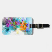 美しいカラフル水の色の(ばちゃばちゃ)跳ねる音楽ノート ラゲッジタグ (正面横)