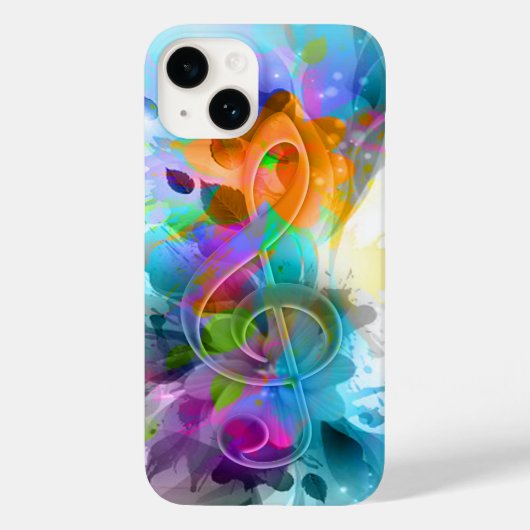 美しいカラフル水の色の（ばちゃばちゃ）跳ねる音楽ノート Case-Mate iPhoneケース (裏面)