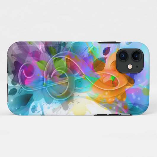 美しいカラフル水の色の(ばちゃばちゃ)跳ねる音楽ノート Case-Mate iPhoneケース (裏面(横))